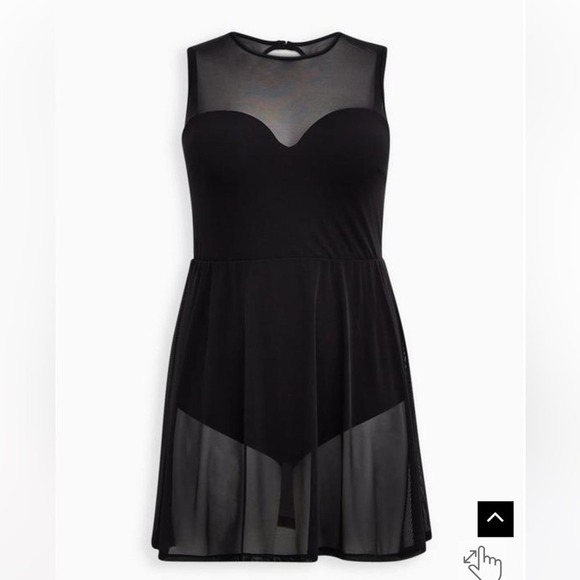 New! Torrid sz 2 Underwire Long Mesh Overlay Bathing Swim Suit Dress 2X - Picture 1 of 3